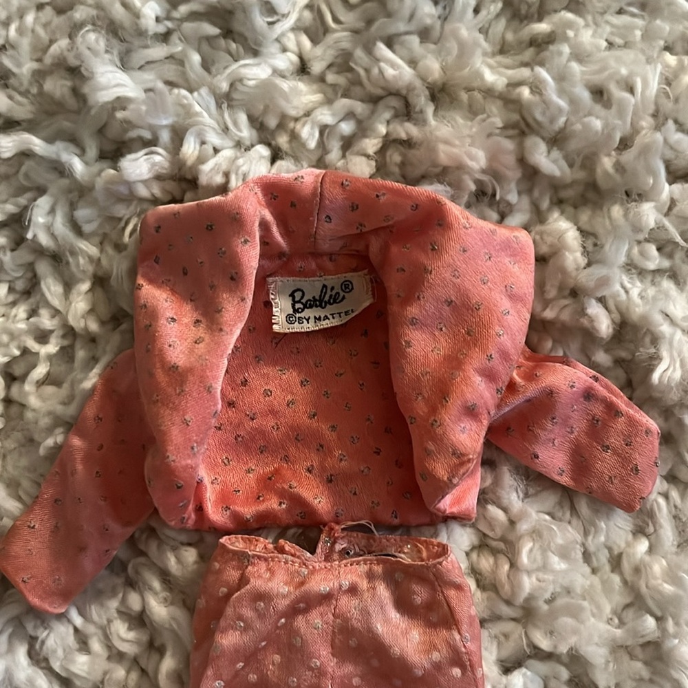 VINTAGE BARBIE MIX & MATCH PAK PINK SATIN BOLERO JACKET AND PANTS WITH GLITTER - Picture 2 of 4